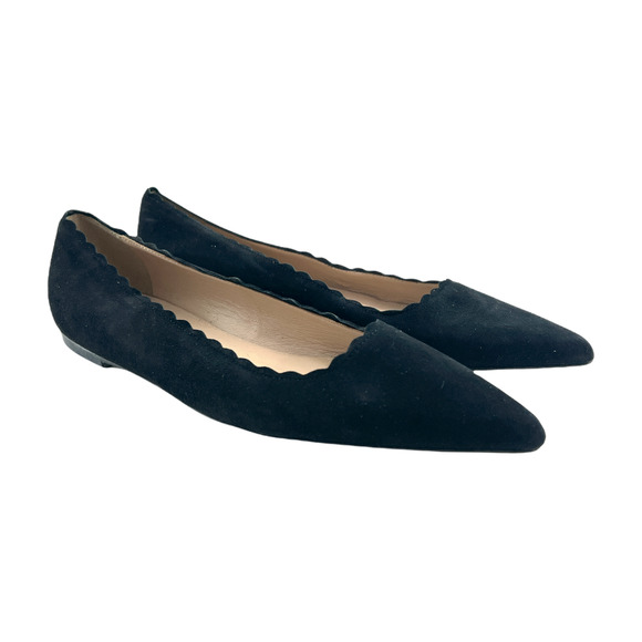 J. Crew Shoes J Crew 8 Narrow Harper Black Suede Leather Scalloped